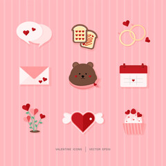 icon valentine card with cupcake and hearts