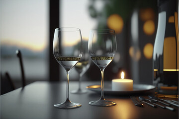 glasses of champagne on table, Generative AI