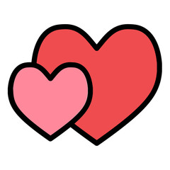 two hearts filled line icon