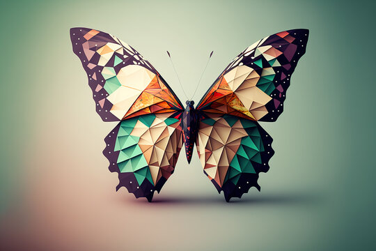 Butterfly, Polygonal graphics, Generative AI