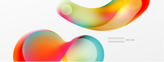 Fluid abstract background. Liquid color gradients composition. Round shapes and circle flowing design for wallpaper, banner, background or landing