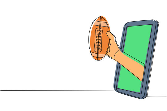 football held from tablet, continuous line art clip art preview