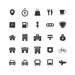 マップ関連のアイコンセット（ブラック）