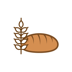 loaf of bread and wheat for bakery logo, icon vector