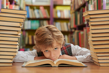 boy in library
