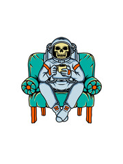 Fototapeta premium skull drink coffee character vector