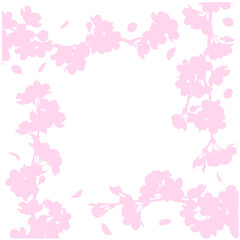 さくらのフレーム⑮正方形_周囲_シルエット