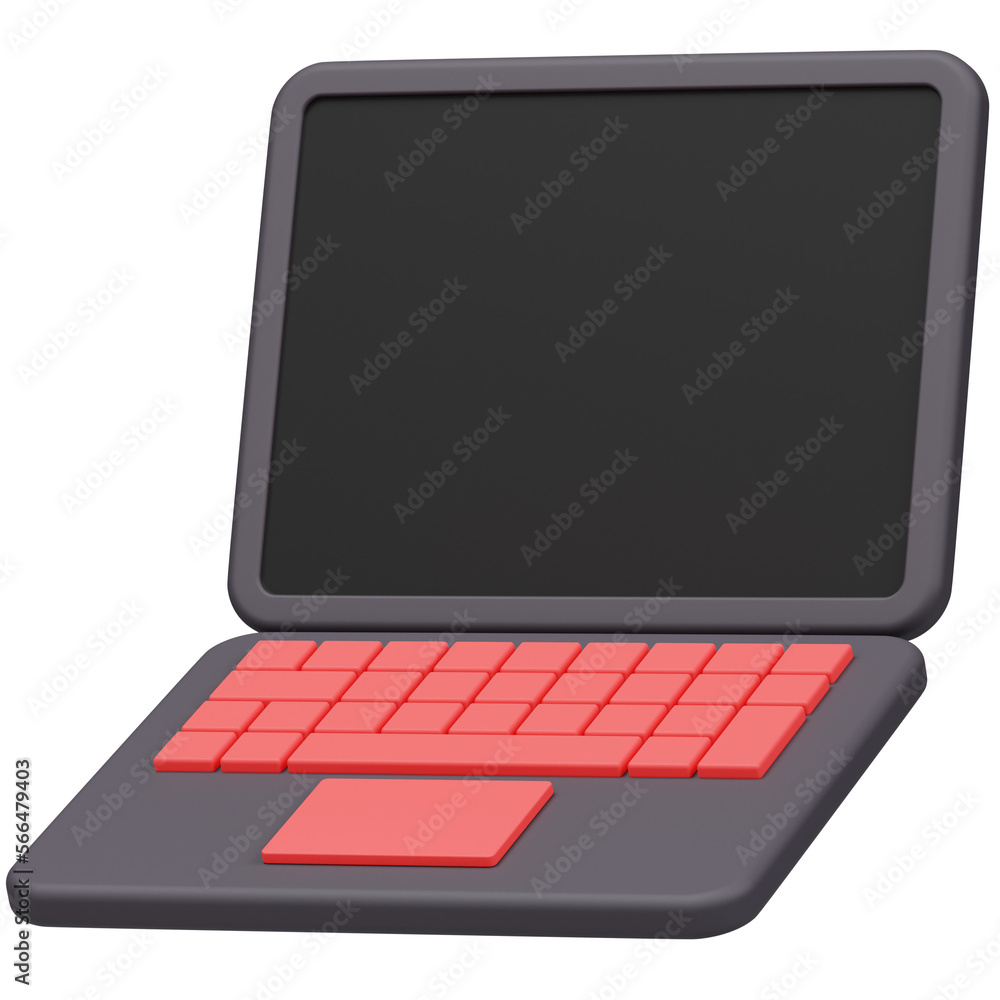 Poster Laptop gaming monitor keyboard with red and black color in simple design 3d rendering icon