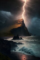Epic storm over the sea