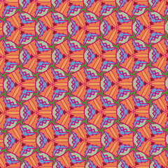 beautiful abstract shape orange and green pattern background, modern art illustration fabric and ethnic fashion wallpaper