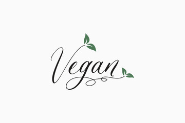 Vegan logo with a combination of vegan lettering, and leaves for any business, especially restaurants, cafes, stores, etc.