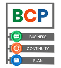 BCP - business continuity Plan. acronym business concept. vector illustration concept with keywords and icons. lettering illustration with icons for web banner, flyer, landing page