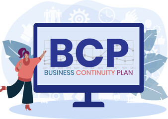 BCP - business continuity Plan. acronym business concept. vector illustration concept with keywords and icons. lettering illustration with icons for web banner, flyer, landing page