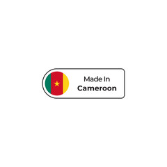 Made in Cameroon label design with flag and text isolated on transparent background