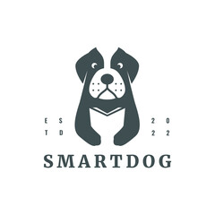 boston terrier dog puppy pet mammal happy logo design vector