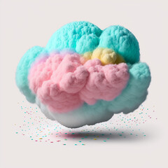a piece of candy colored cloud isolated on white background.