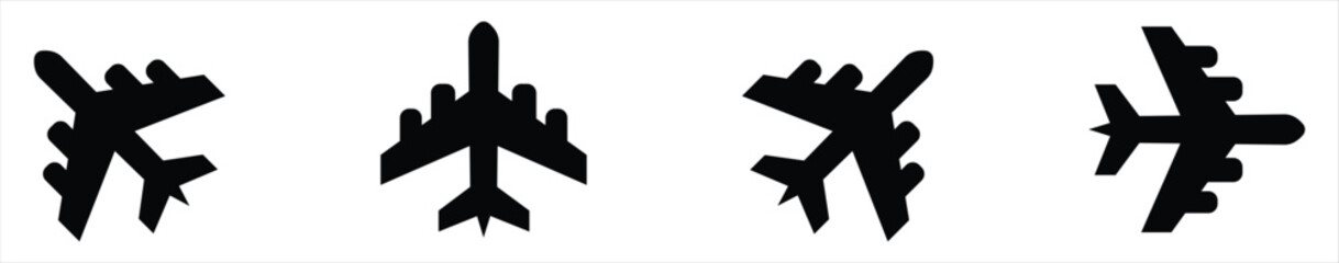 airplane icon silhouette on transparent background