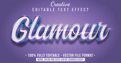 Text style effect with Glamour theme style. Editable text style graphic element.