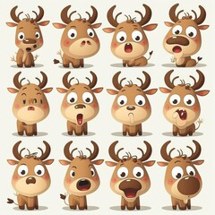 Fototapeta premium Reindeer Collection Of Emotions