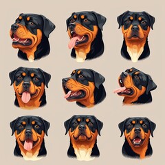 Rottweiler Collection Of Emotions - obrazy, fototapety, plakaty