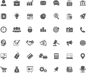 Business and finance simple black vector icons