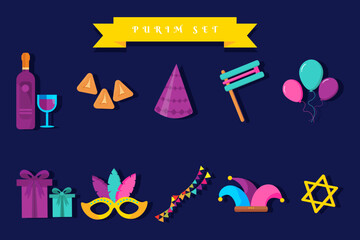 Festive elements for celebrating Purim