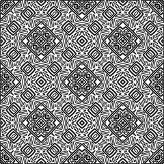 Stylish texture with figures from lines.
Abstract geometric black and white pattern for web page, textures, card, poster, fabric, textile. Monochrome graphic repeating design. 
