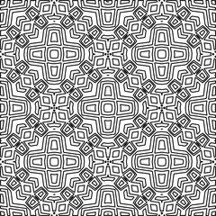 Stylish texture with figures from lines.
Abstract geometric black and white pattern for web page, textures, card, poster, fabric, textile. Monochrome graphic repeating design. 
