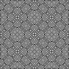 Stylish texture with figures from lines.
Abstract geometric black and white pattern for web page, textures, card, poster, fabric, textile. Monochrome graphic repeating design. 
