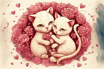 Cuddling Cymric Cat Couple
