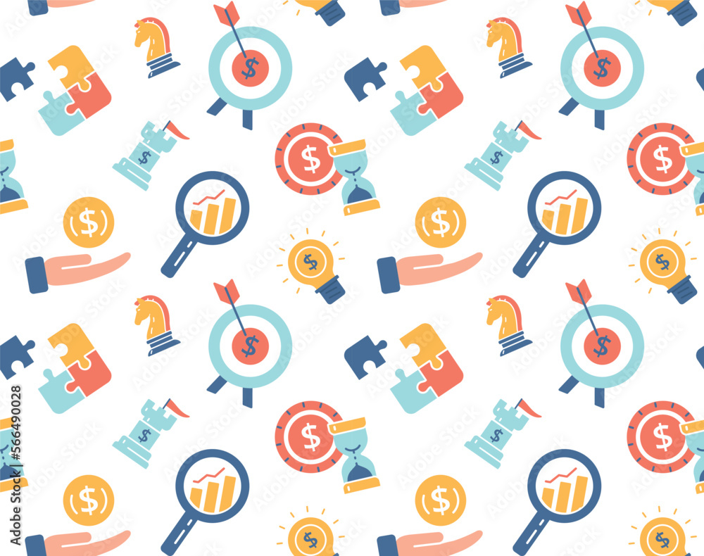 Poster business strategy seamless pattern. repeating design element for printing on fabric. effective worki