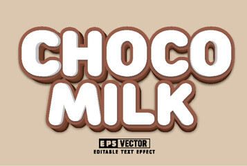 Choco milk 3d editable text effect vector template