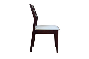 Wooden chair with white leather cushion