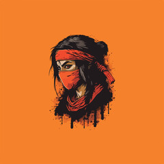 female ninja wearing mask and headband © Agung