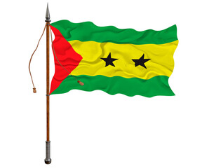 National flag of Sao tome and principe. Background  with flag of Sao tome and principe.