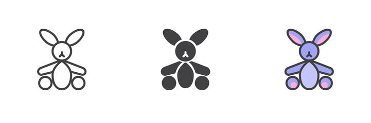 Bunny toy different style icon set