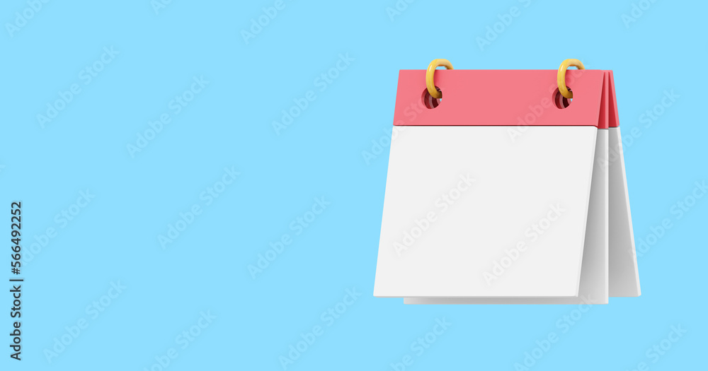 Poster minimal flip calendar. 3d rendering. icon on blue background, space for text.