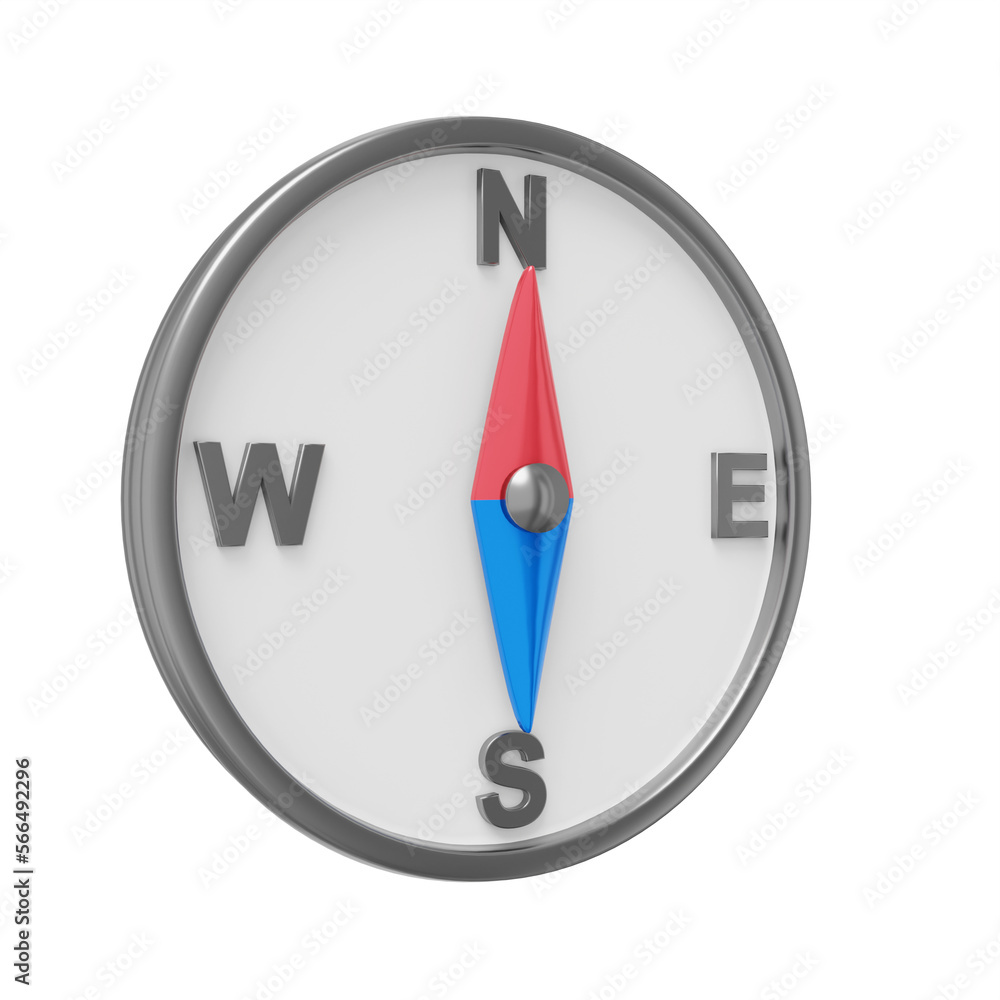 Poster simple compass, navigation, direction finding. 3d rendering. png icon on transparent background.