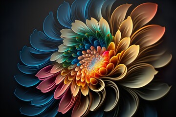 Beautiful abstract colorful flower design. generative ai