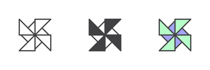 Windmill toy different style icon set