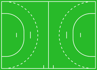 Fototapeta na wymiar Field for handball. Outline of lines handball field. Green field for handball. Vector illustration