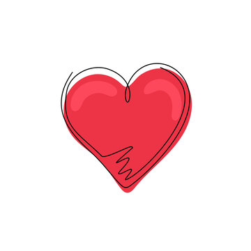 Single continuous line drawing heart icon. Perfect love symbol. Valentine's day sign, emblem isolated on white background. Flat style for graphic and web design, logo. Dynamic one line draw vector