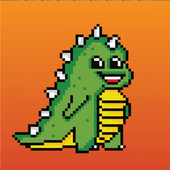 cartoon dinosaur vector in pixel art style 