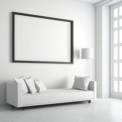 Photo frame mockup in a minimalist interior