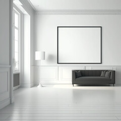 Photo frame mockup in a minimalist interior