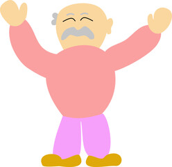 Old Man Grandpa Open Arms Vector Illustration