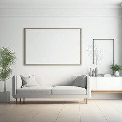 Photo frame mockup in a minimalist interior