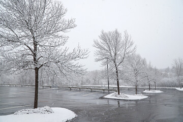 empty parking lot with snow removed