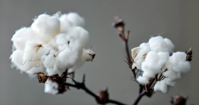 White fluffy cotton flowers background, illustration, Generative, AI