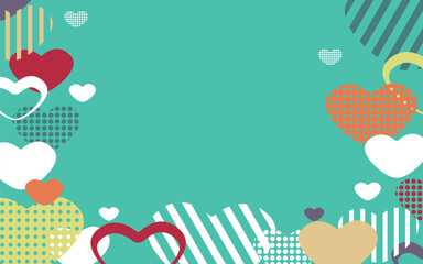 ハートの背景　ハートをアレンジしたメンフィス風模様